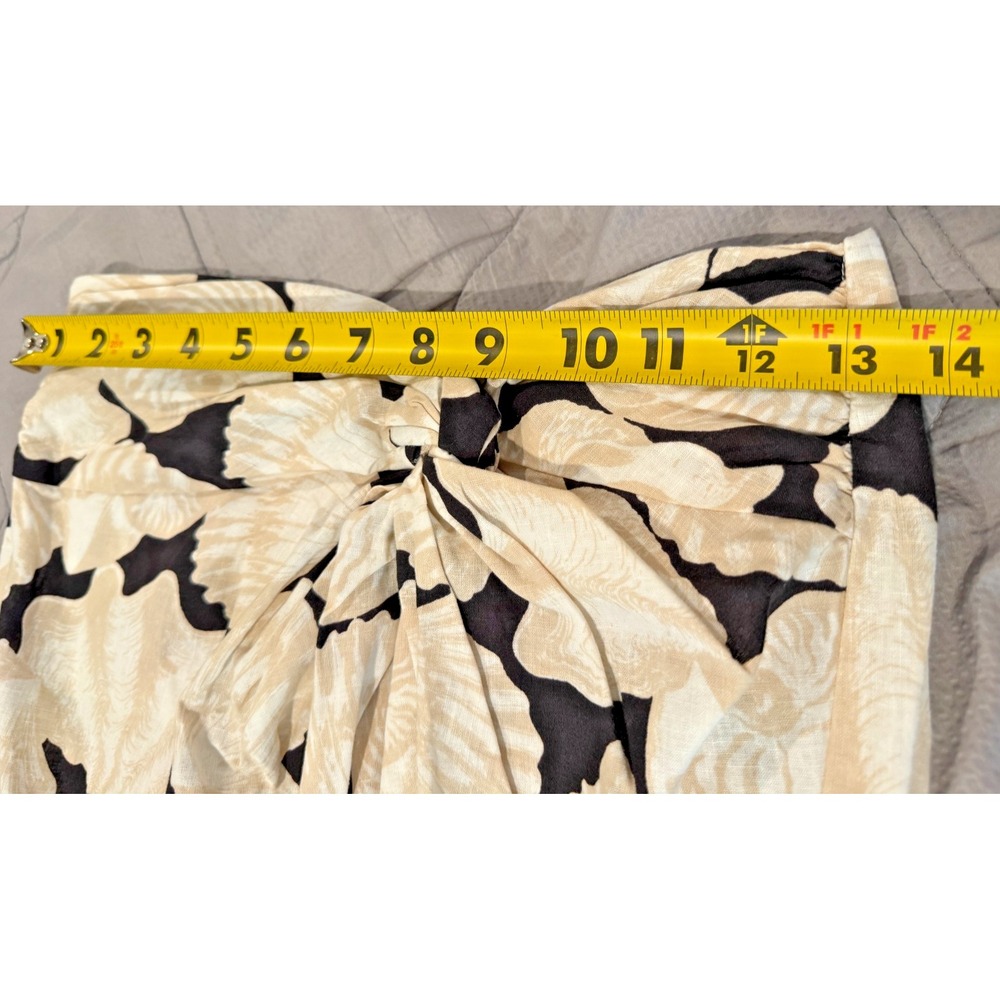 H&M Linen Blend Seashell 2 Piece Set S Top XS 4 Midi Skirt Tie Front Coastal - Picture 10 of 12